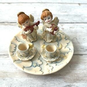 Angel Cloud Heaven Cherub Miniature Teaset Teacups Tea Set Plate Ceramic